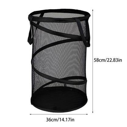 Large Collapsible Laundry Basket, Heavy Duty Foldable Mesh Pop Up Hamper with Handles for Laundry Room, Bathroom, WashRoom, College Dorm, Travel, Storage Organizer, 14.17x22.83 14.17" x 22.83" Black