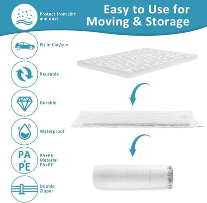 Large vacuum storage bags - 220*100cm - vacuum mattress bag - waterproof - resealable - with zipper - reusable - space-saving bags - vacuum seal - for mattresses, clothing - vacuum pump not included - transparent