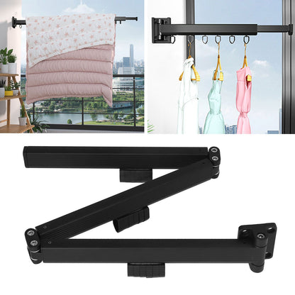 Laundry Drying Rack Retractable 3 Folding Wall Mounted Clothes Drying Rack for Entrance Bedroom Laundry Room Black
