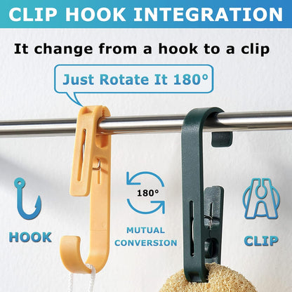 Laundry Hooks with Clips Hanger Closet Organizer Clamps Socks Boot Bras Towels for Bathroom Wardrobe Kitchen Office 4Pcs (White)