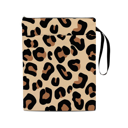 Leopard print Zippered Book Sleeve with Printed Design – Waterproof Protective Cover for Books, Ideal for Readers and Students with Extra Pocket & Carry Strap