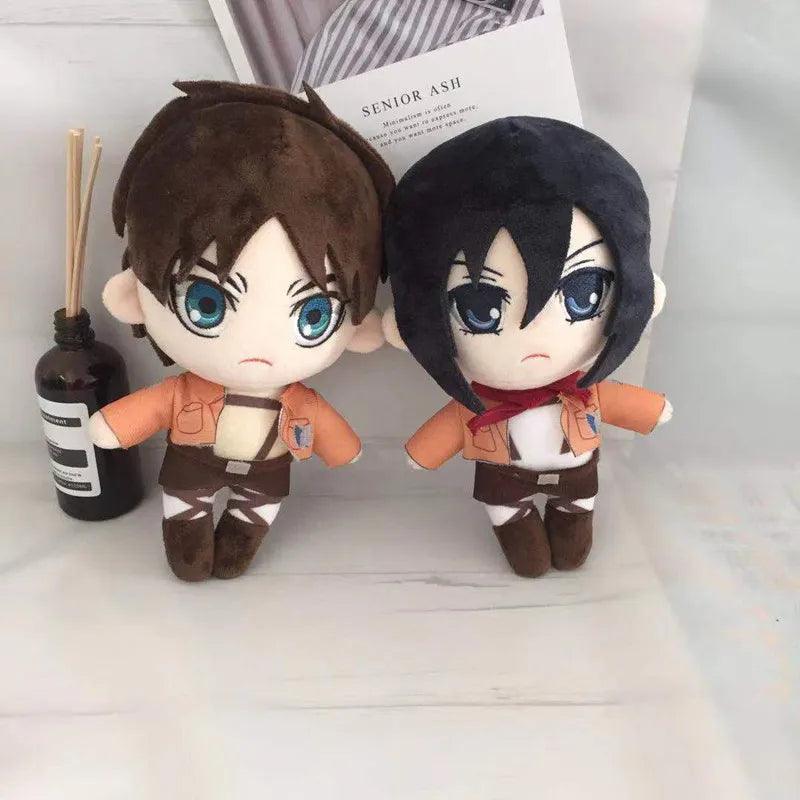 Levi, Eren & Mikasa Handmade Plush Dolls - With Gear & Without Gear Variants | Anime Soldier Collectibles