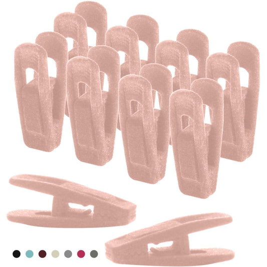 Light pink velvet hangers set with non-breaking clip ends, 20 pcs