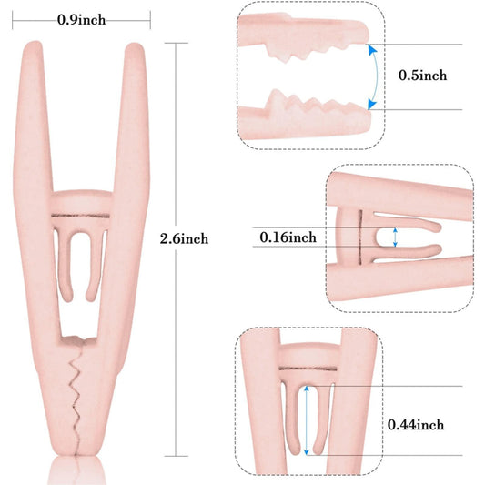 Light pink velvet hanger clip with finger slots, 0.5 in and 0.9 in sizing