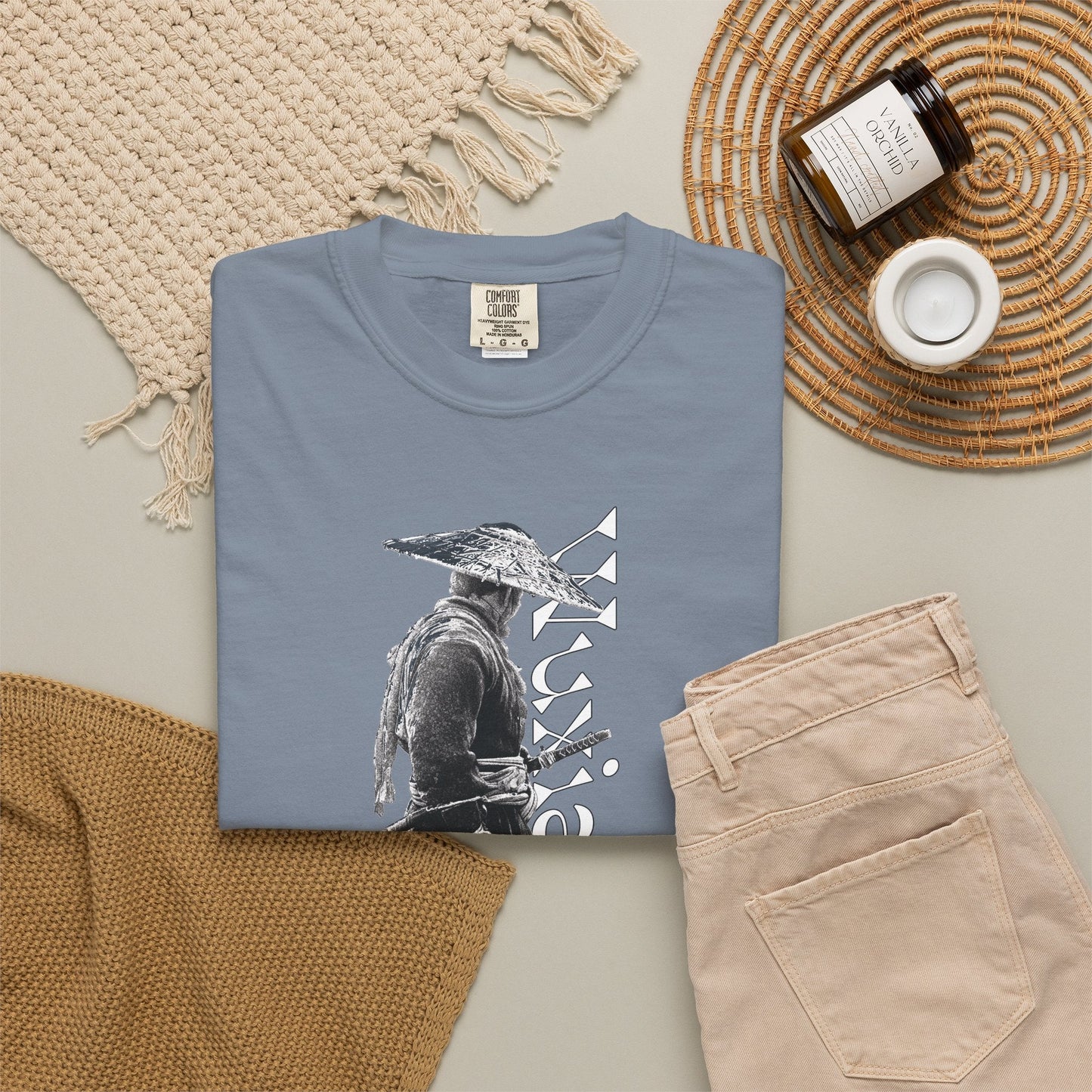 Straw Hat Swordsman Tee | Wuxia Ronin Garment Dyed Shirt