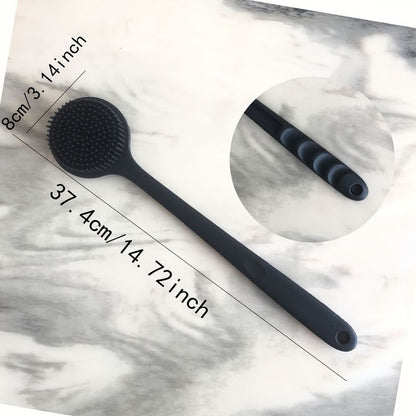 Long-Handle Silicone Massage Shower Brush – Back Scrubber for Bathing