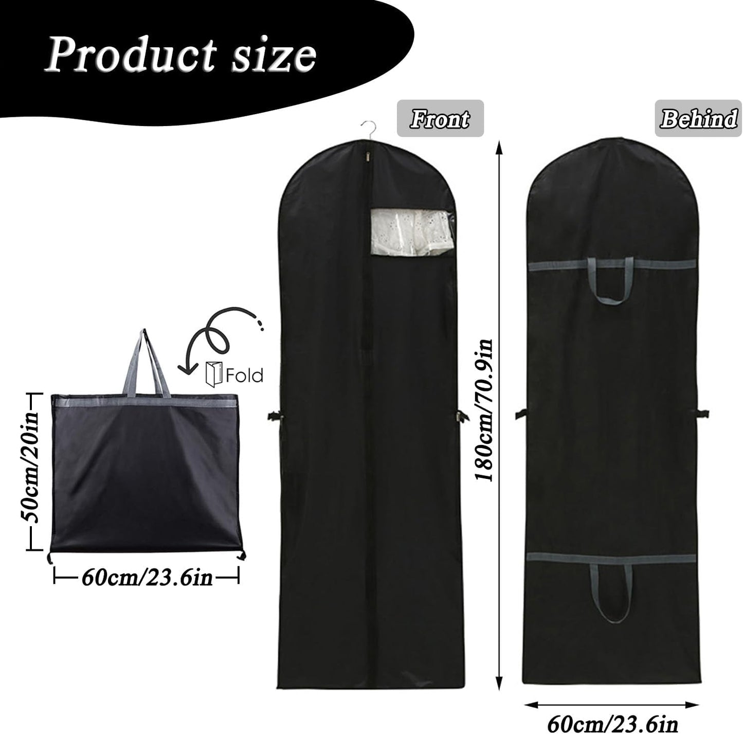 Premium Long Dress PEVA Garment Bag with Reinforced Zipper