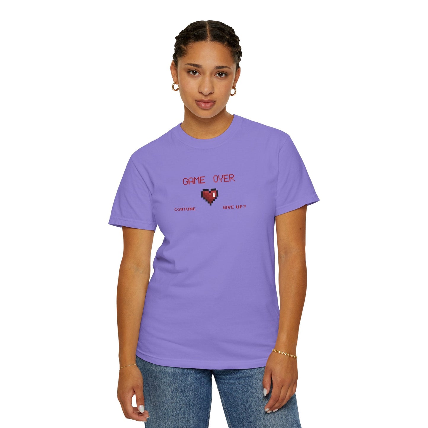Game Over Pixel Heart Tee Retro Gaming Graphic Tee  Gamer Gift Tee