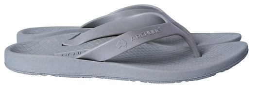 Grey kids orthotic thong sandals with cushioned sole and padded T-strap