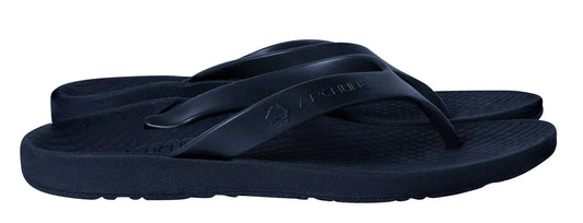 Archline kids orthotic thongs in navy, contoured flip-flop sole