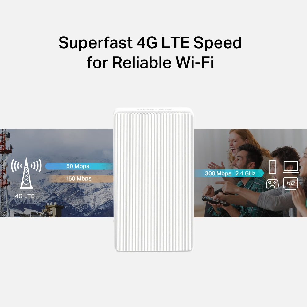 MB110-4G | 300 Mbps Wireless N 4G LTE Router | Plug & Play with SIM Support | 32 Devices | MERCUSYS