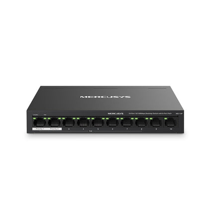 MS110P 10-Port 10/100Mbps Desktop PoE+ Switch | 8-Port PoE+, 65W Budget, 250m Range, Plug & Play, Auto Recovery