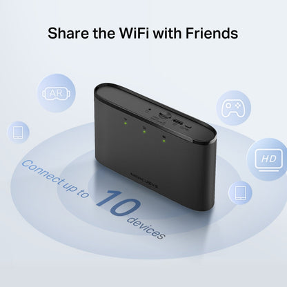 MT110 | 4G LTE Mobile Wi-Fi | 150 Mbps | Battery Powered | Up to 10 Devices | MERCUSYS