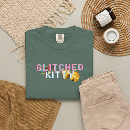 Glitched Kitty Tee Retro Pixel Cat Graphic Tee  Glitchcore
