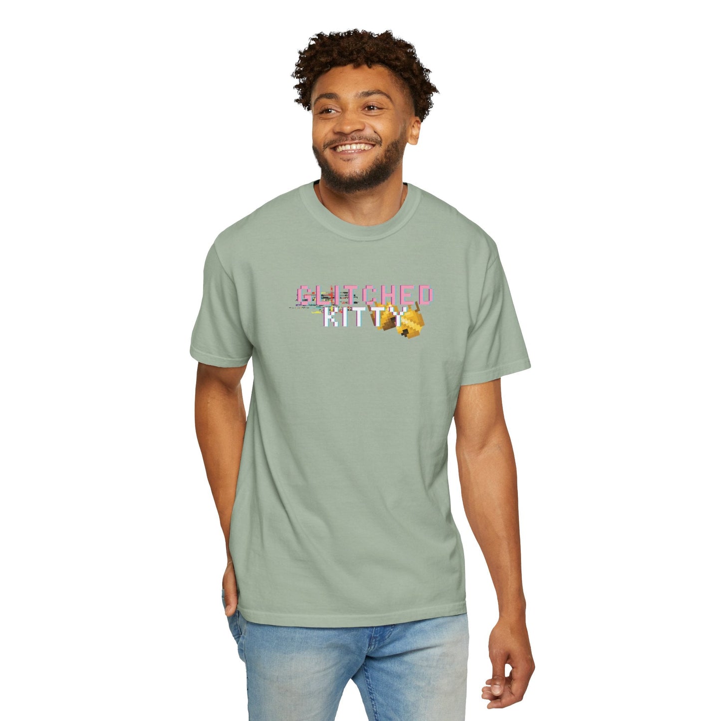 Glitched Kitty Tee Retro Pixel Cat Graphic Tee  Glitchcore