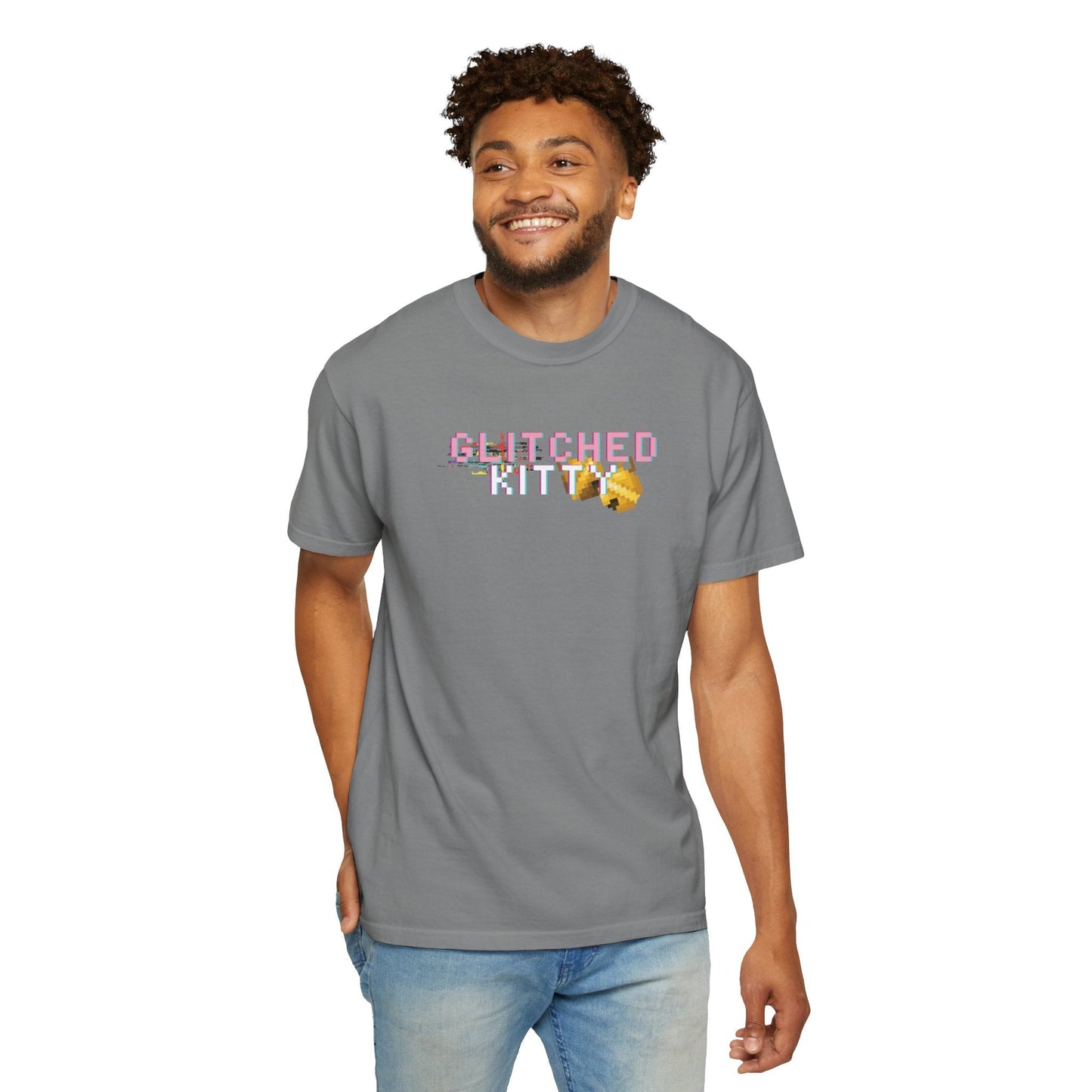 Glitched Kitty Tee Retro Pixel Cat Graphic Tee  Glitchcore