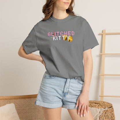 Glitched Kitty Tee Retro Pixel Cat Graphic Tee  Glitchcore