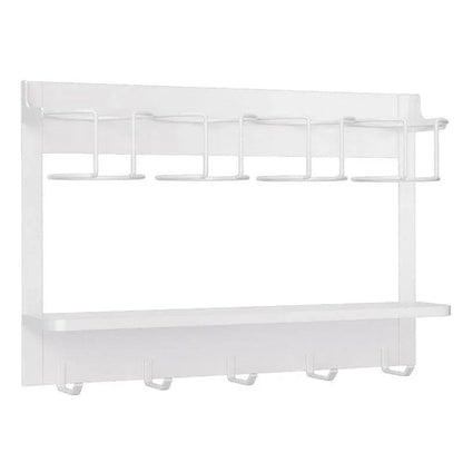 Magnetic Mug Organizer Cup Holder Wall Mount Storage for Kitchen Office Home Use - White