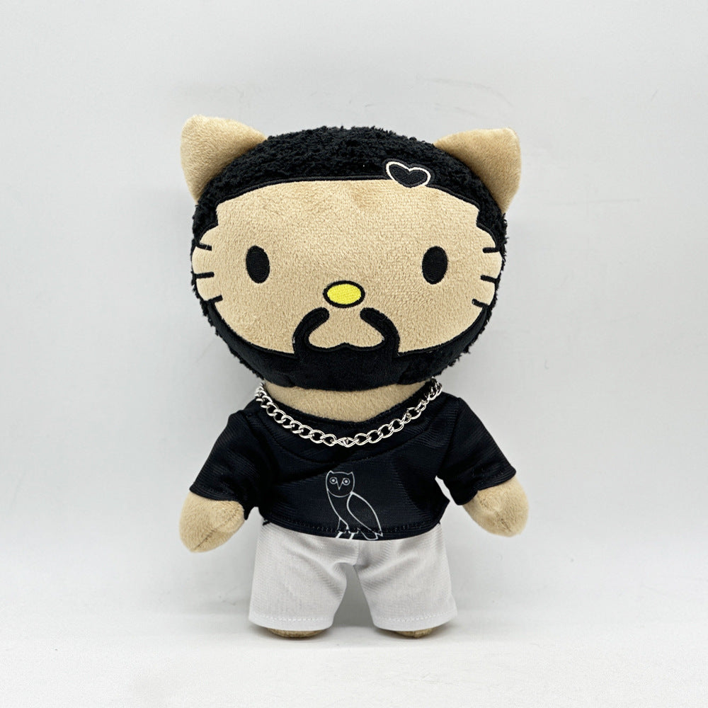 Hip Hop Rapper Cartoon Cat Plush Doll 24cm