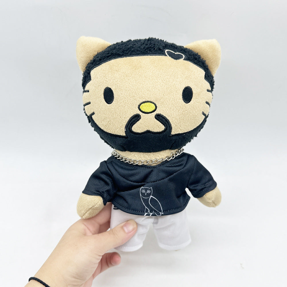 Hip Hop Rapper Cartoon Cat Plush Doll 24cm