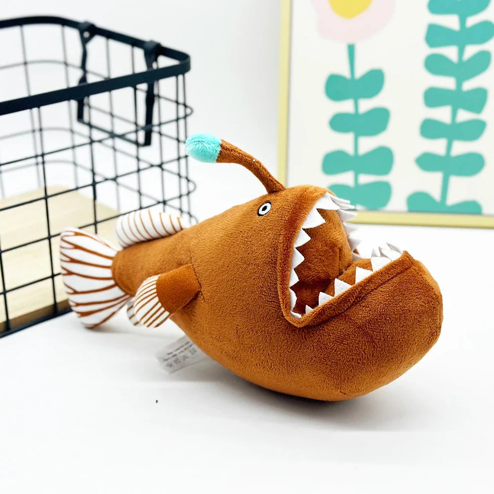 Anglerfish Plush  Humpback Angler Fish Plush Toy, Black Sea Devil Plush, Deep Sea Fish Stuffed Animal (19cm)