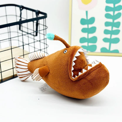 Anglerfish Plush  Humpback Angler Fish Plush Toy, Black Sea Devil Plush, Deep Sea Fish Stuffed Animal (19cm)