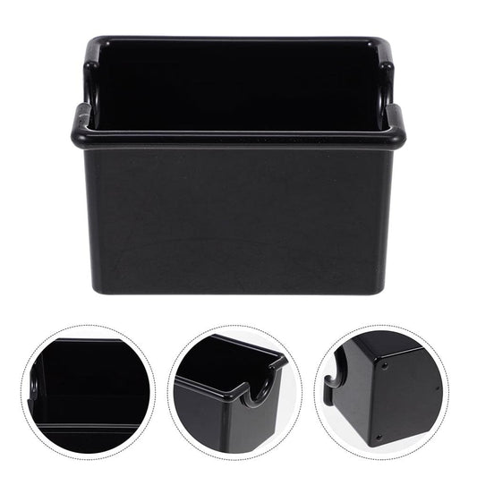 Black acrylic sugar packet organizer with open top slot, rectangular storage box