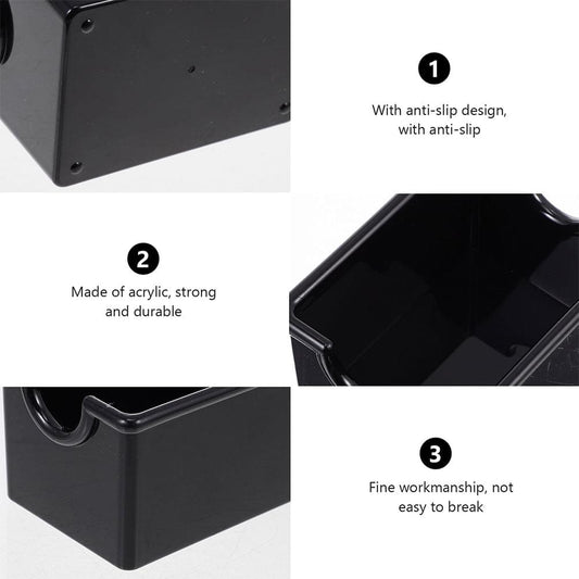 Black acrylic storage box with non-slip base and integrated side handles