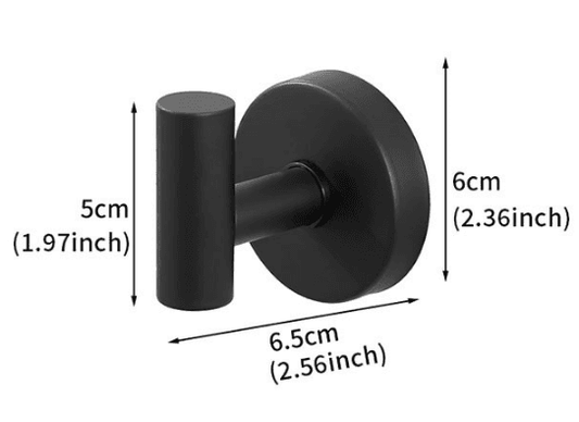 Matte black T-bar suction cup wall hook, stainless steel, approx 6.5 cm base