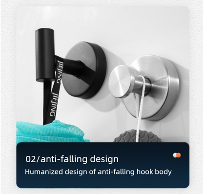 Matte Black T-Bar Suction Cup Hook Stainless Steel Vacuum Wall Hanger No Drill Robe Towel Holder for Bathroom Kitchen - Heavy Duty