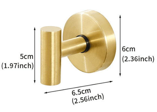 Matte gold suction cup wall hook with T-bar hanger, cylindrical stem and round base