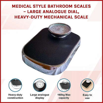Medical Style Bathroom Scales Large Analogue Dial Heavy Duty Mechanical Scale for Home Use