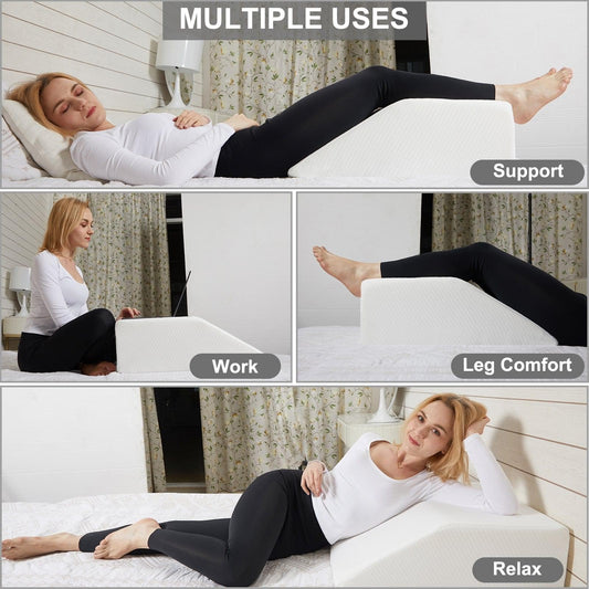 Memory Foam Bed Wedge Leg Support Elevation Pillow.