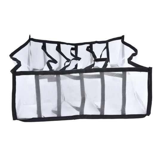 Foldable mesh storage organizer with 6 cells for lingerie, panties, socks, and bras
