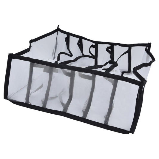 Foldable mesh drawer organizer with divider pockets and 6 compartments for small items