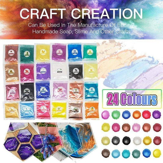 Mica pigment pearl powder color set with multiple sachets and powder shades