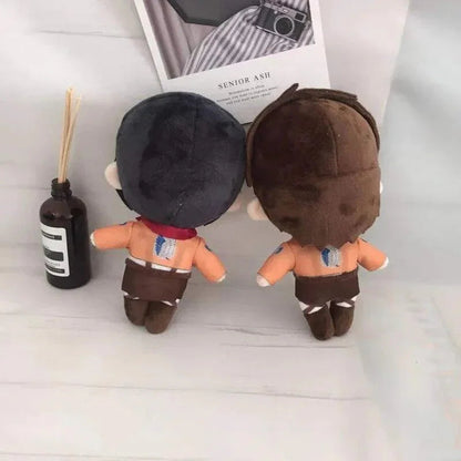 Levi, Eren & Mikasa Handmade Plush Dolls - With Gear & Without Gear Variants | Anime Soldier Collectibles