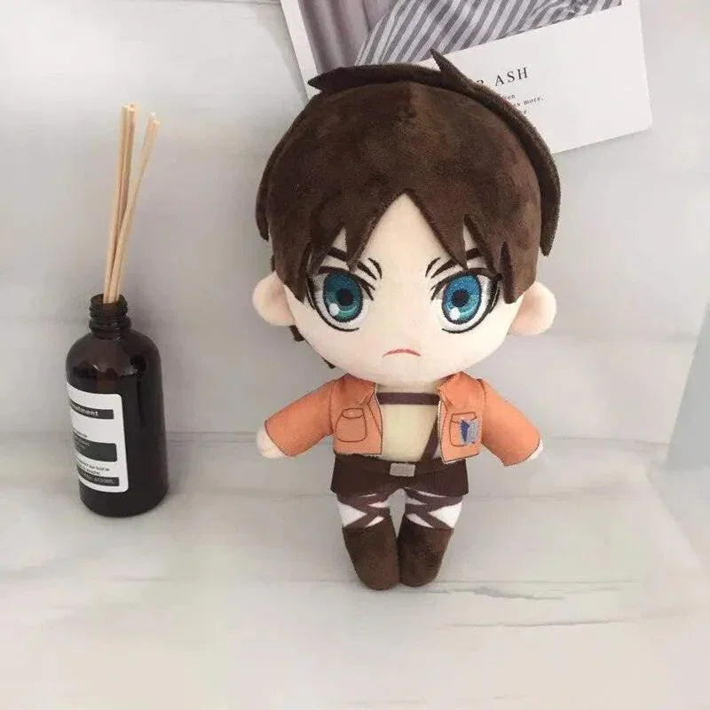 Levi, Eren & Mikasa Handmade Plush Dolls - With Gear & Without Gear Variants | Anime Soldier Collectibles