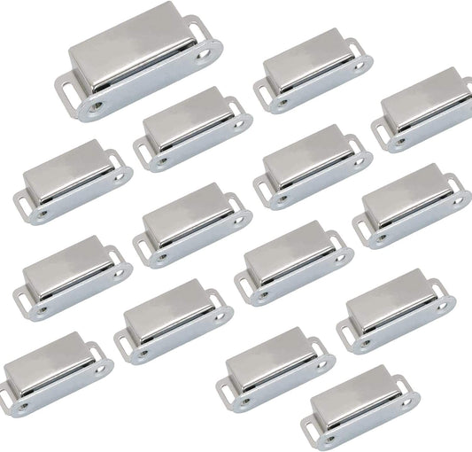 Stainless steel mini door magnet latch catch with mounting tabs and front slot