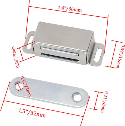 Mini Size Door Magnet Door Catch Latch Stainless Steel for Cupboard Cabinet -Pack of 20