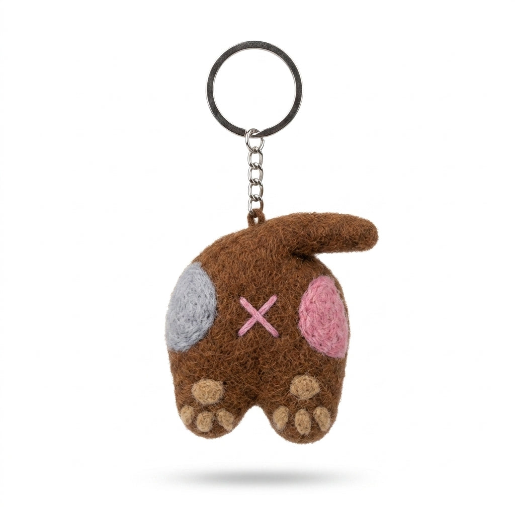 Funny Handmade Wool Felt Cat Back Keyring