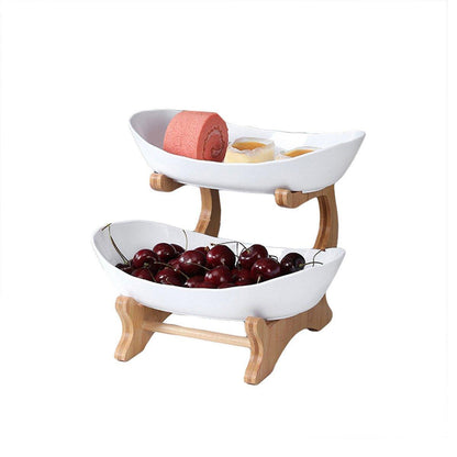 Modern Multi-layer Bamboo Fruit Snack Plate Rack Creative Living Room Plate Rack - Green