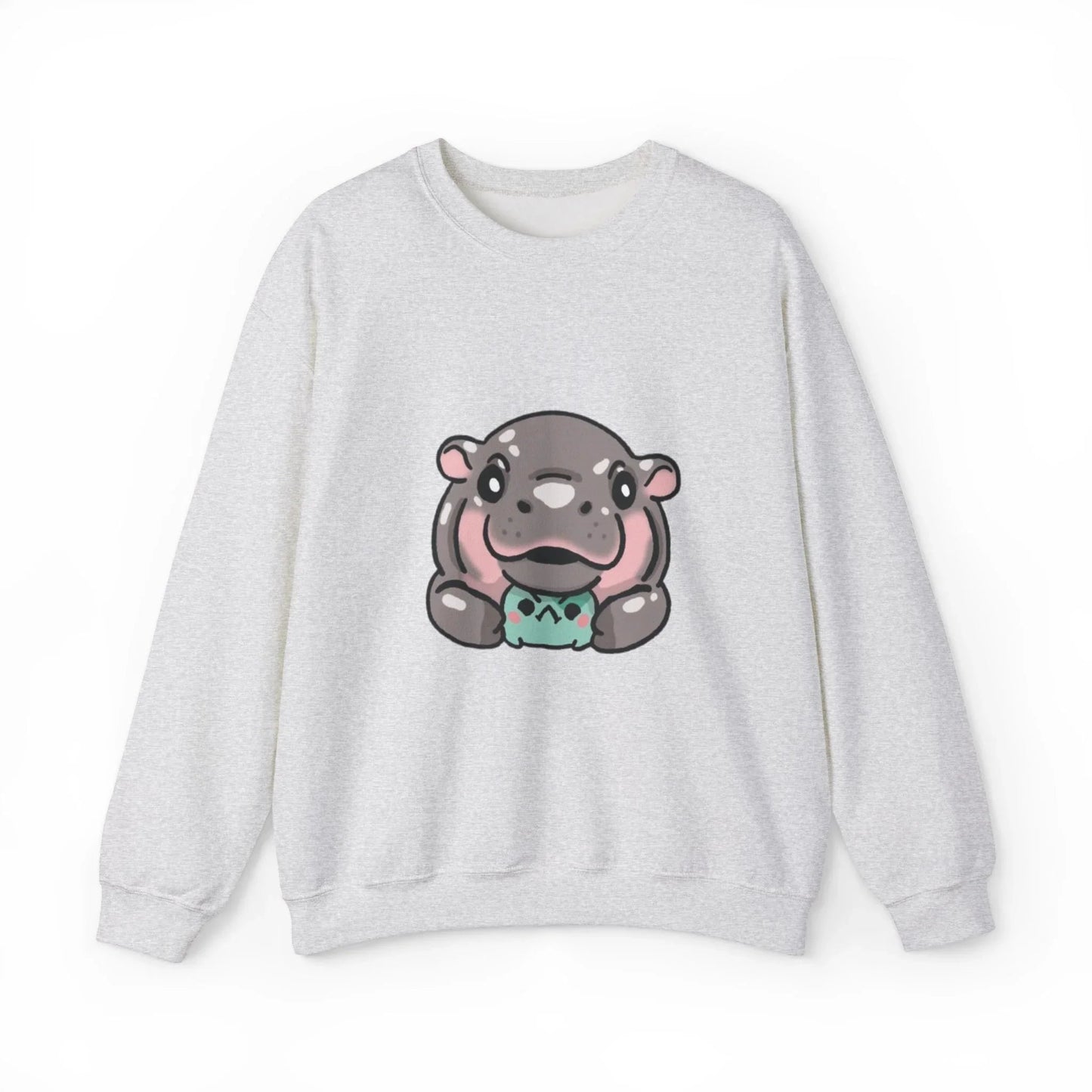 Moo Deng Sweatshirt  Baby Pygmy Hippo Crewneck  Unisex Heavy Blend Graphic Sweatshirt