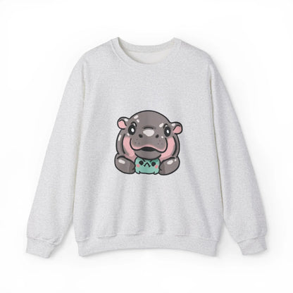 Moo Deng Sweatshirt  Baby Pygmy Hippo Crewneck  Unisex Heavy Blend Graphic Sweatshirt