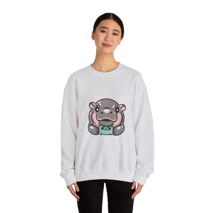 Moo Deng Sweatshirt  Baby Pygmy Hippo Crewneck  Unisex Heavy Blend Graphic Sweatshirt