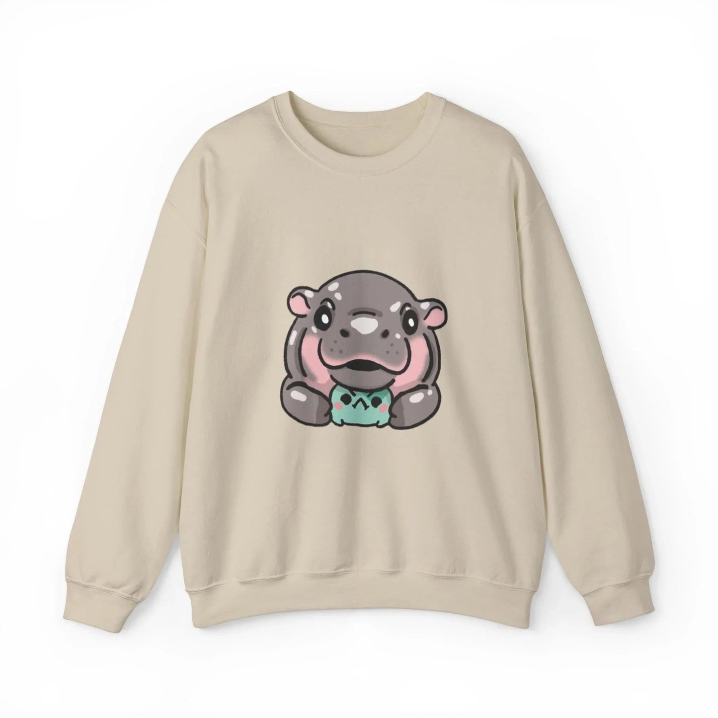 Moo Deng Sweatshirt  Baby Pygmy Hippo Crewneck  Unisex Heavy Blend Graphic Sweatshirt