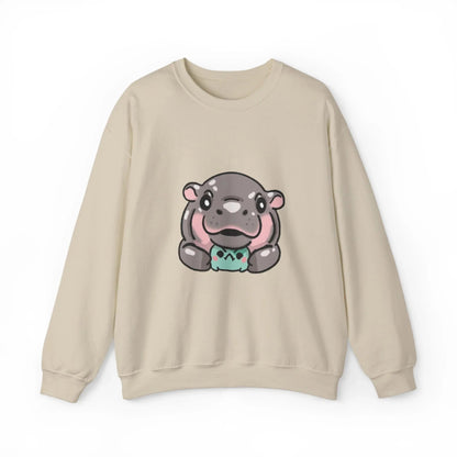 Moo Deng Sweatshirt  Baby Pygmy Hippo Crewneck  Unisex Heavy Blend Graphic Sweatshirt