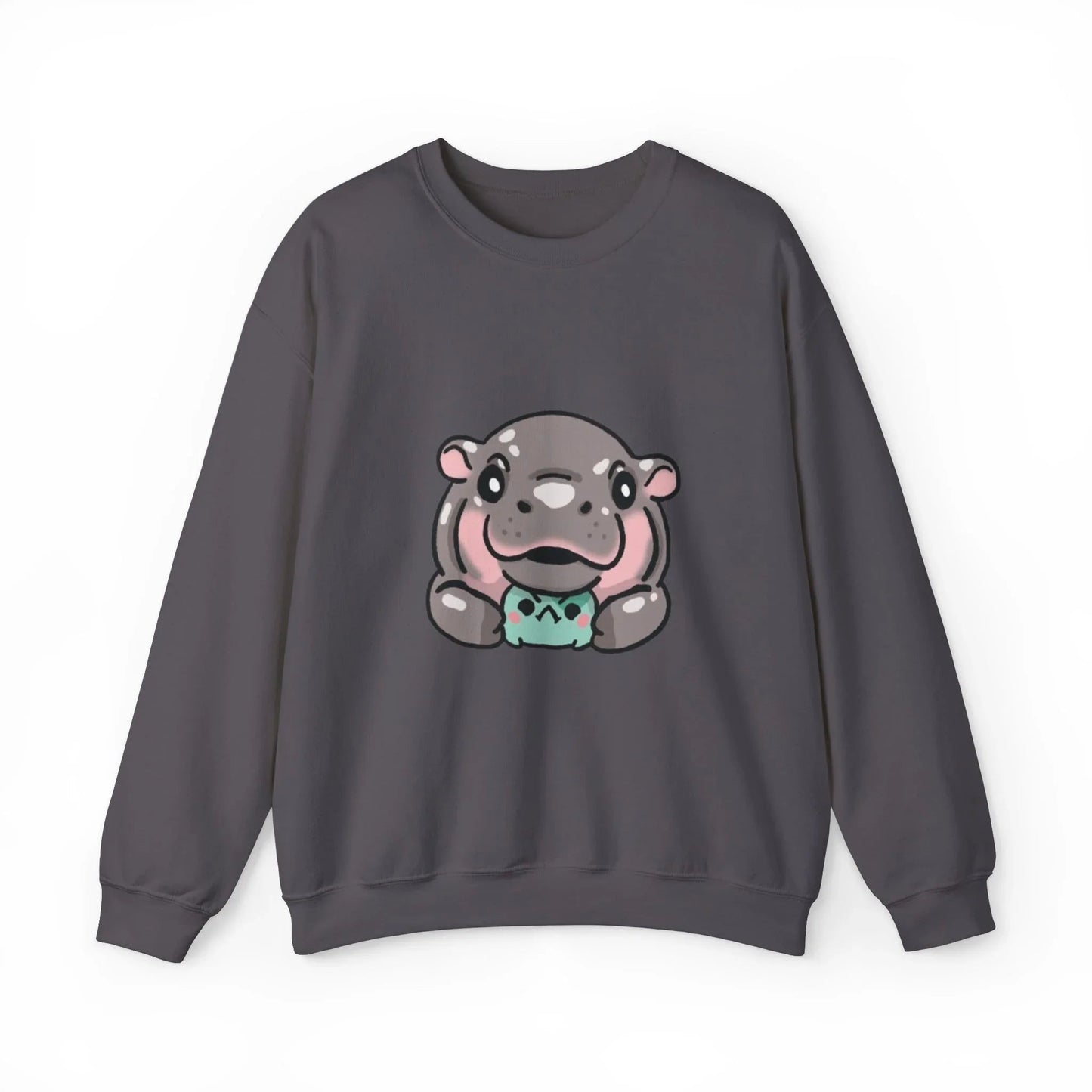 Moo Deng Sweatshirt  Baby Pygmy Hippo Crewneck  Unisex Heavy Blend Graphic Sweatshirt