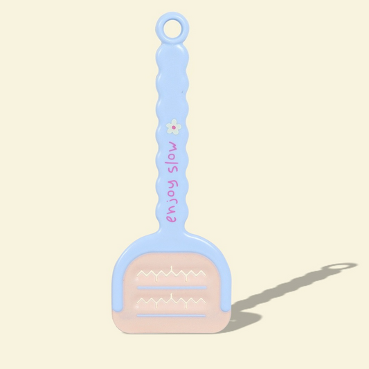 Blue long-handled toilet gap cleaning scraper with roller brush head