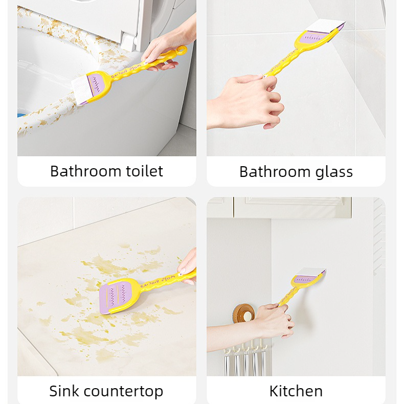 Multi-Functional Toilet Gap Cleaning Scraper, Long-Handled, Hands-Free Bathroom Hard-to-Reach Corner Cleaner, Clamp Cleaning Tool—Blue